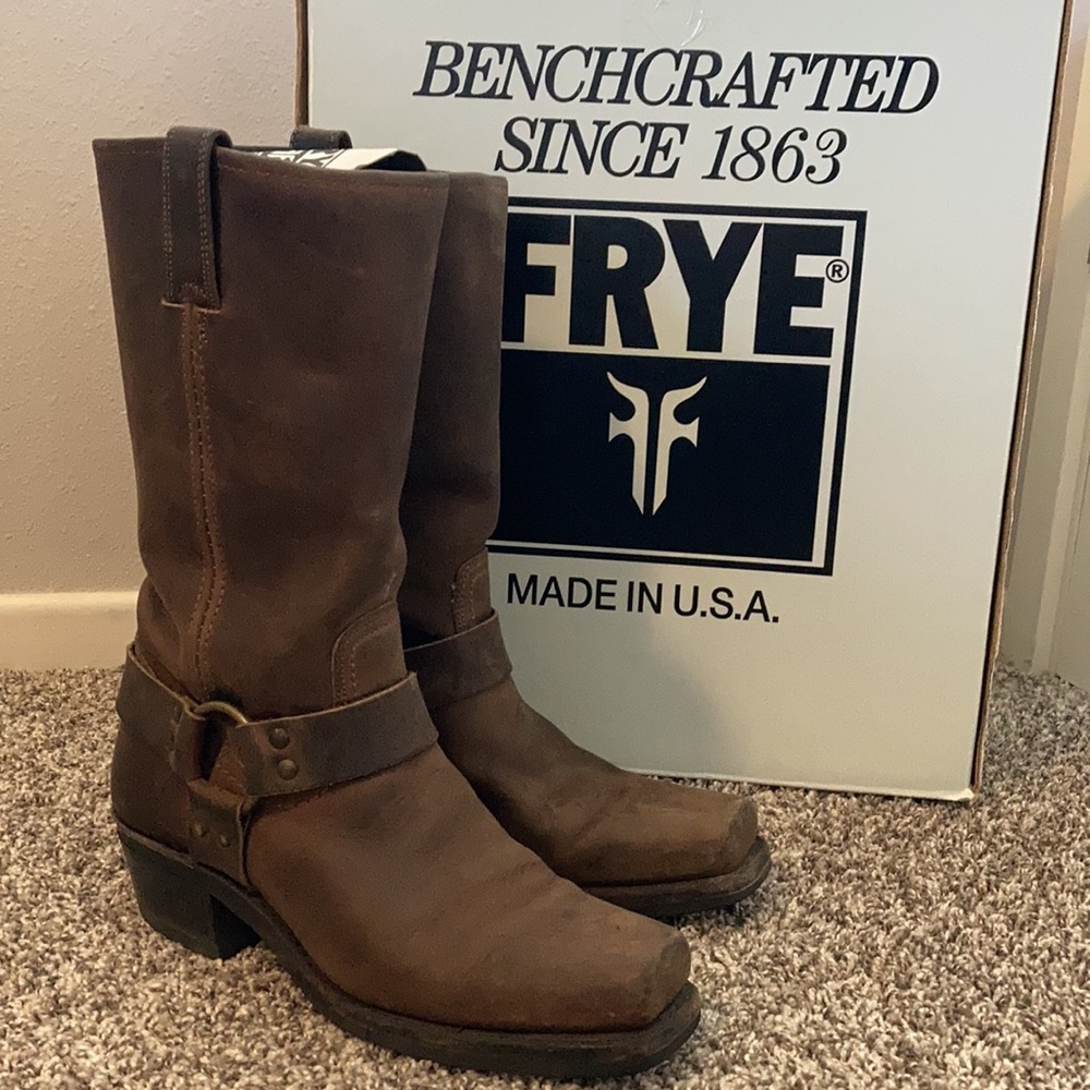 FRYE Leather Harness Boots - Tan - Size 9M